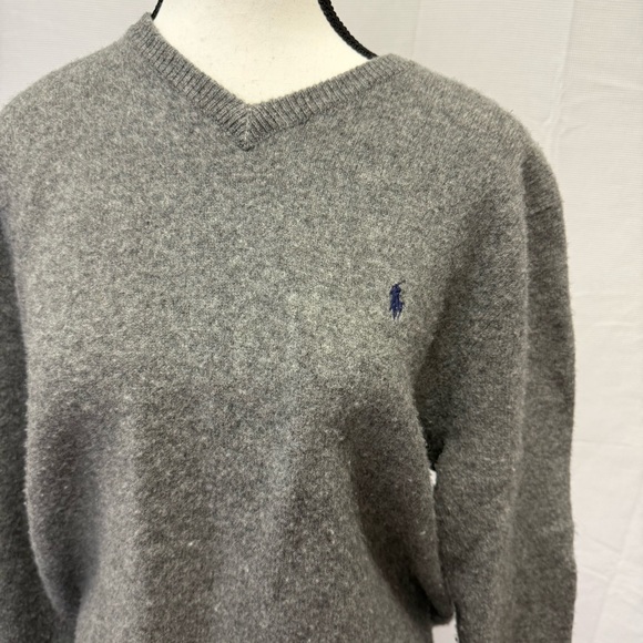 Polo Ralph Lauren Gray Lambswool Sweater XL V-Neck Classic Fit - Picture 2 of 12